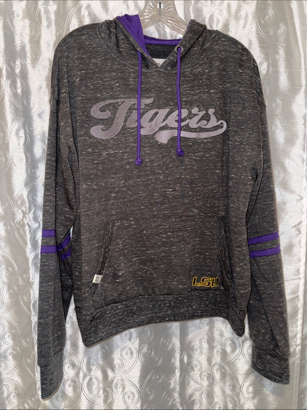 LSU Tigers Colosseum Gray & Purple Hooded Sweatshirt Women’s Size Large 🔥 G7